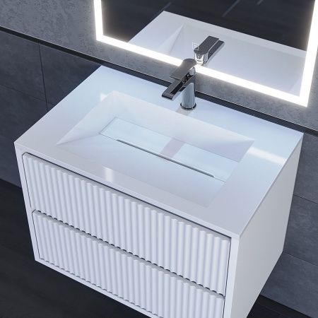 Раковина из искусственного камня Uperwood Next Premium 2900000091 70х50 полувстраиваемая цвет белый