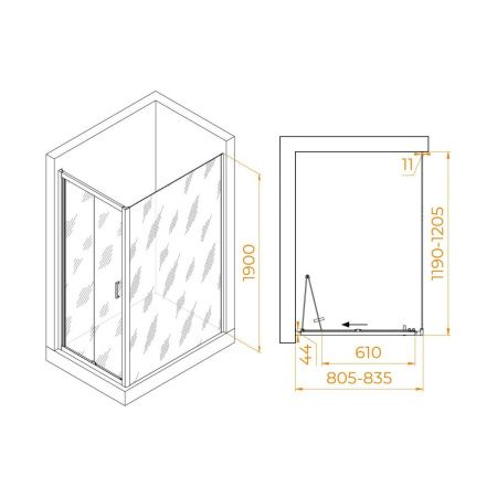 Душевой уголок RGW Passage 060814282-11 120х80 стекло прозрачное профиль хром без поддона