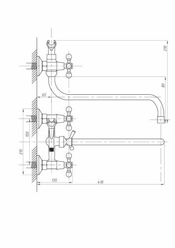 Смеситель для ванны и душа FAUZT FZs-428-54 настенный хром - фото 4