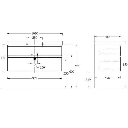 Тумба под раковину Kerama Marazzi GEOMETRICA CUB.100.2\MAL 100х50 подвесная цвет розовый