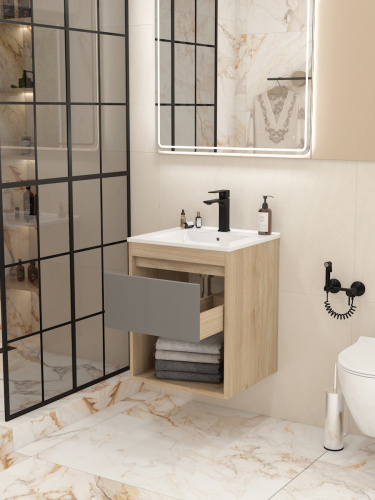 Тумба с раковиной Teymi Vitra F15920 50х46х50 подвесная - фото 4