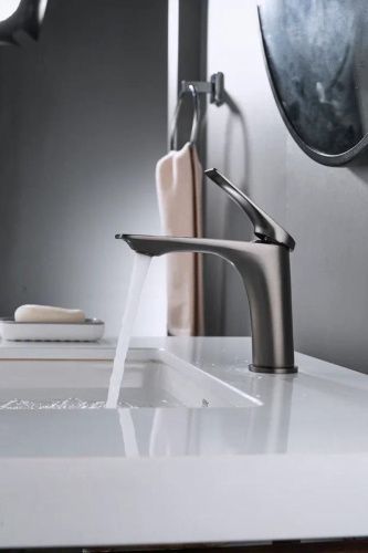 Смеситель Shevanik S9101T на раковину оружейная сталь - фото 5