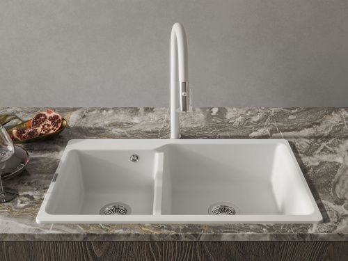 Кухонная мойка Rivelato AXEL X-90D brina 87х52 цвет белый - фото 5