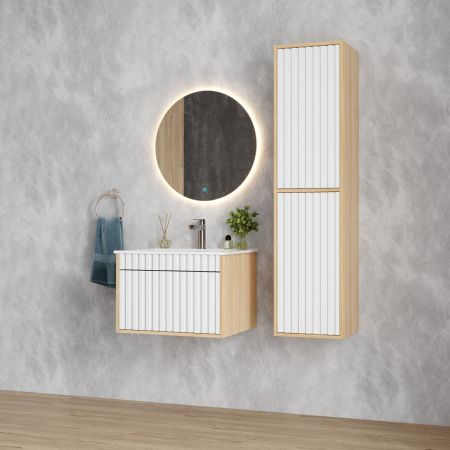 Шкаф-пенал Onika Дайлер 403568 40х140 подвесной цвет белый/коричневый