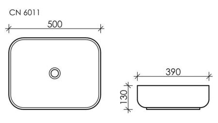 Раковина из сантехнического фарфора Ceramica Nova ELEMENT CN6011 50х40 накладная цвет белый без отверстий под смеситель