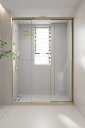 Душевая дверь Veconi Premium Prato 300 PR3/L-100-01-G-C4 100х200 стекло прозрачное профиль золото