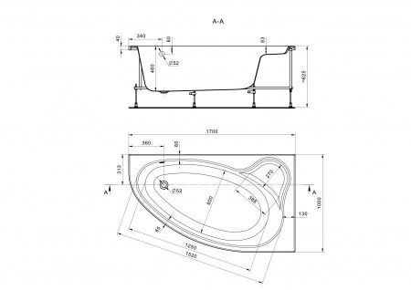 Ванна акриловая Santek Эдера 1WH501663 170х100 пристенная асимметричная без каркаса