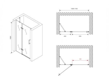 Душевая дверь Abber Zart AG08110 110х195 стекло прозрачное профиль хром
