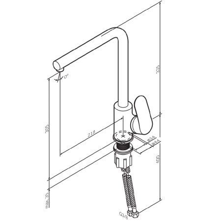 Смеситель для кухни Am.Pm Like F8005022 на раковину/на столешницу черный без термостата