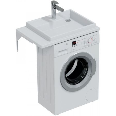 Раковина из искусственного камня СанТа Юпитер 900138 80х50 над стиральной машиной цвет белый 1 отверстие под смеситель