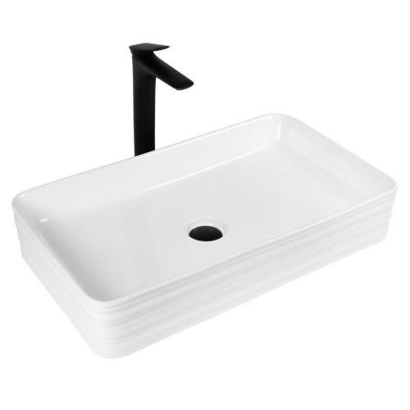 Раковина из сантехнического фарфора Bond Cube S64-680 70х40 накладная цвет белый без отверстий под смеситель