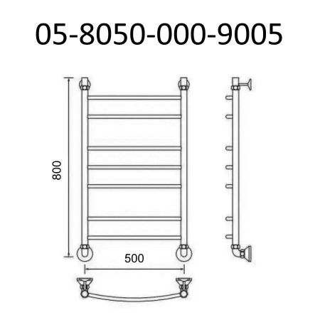 Полотенцесушитель водяной Маргроид Вид 5 05-8050-000-9005 55х80 черный