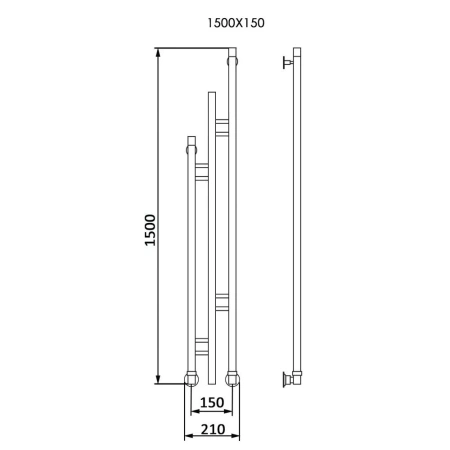 Полотенцесушитель Veconi Maola-B M150B-B 15х150 водяной черный