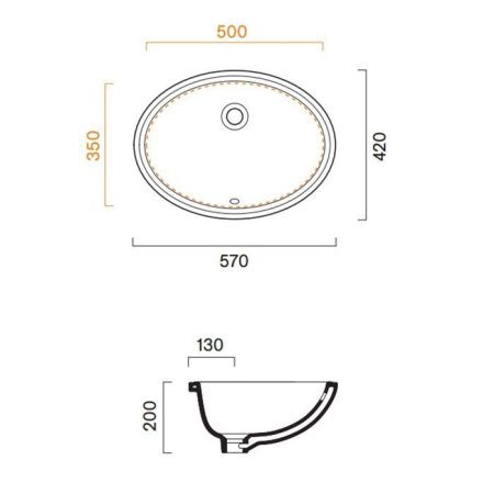 Раковина керамическая Catalano Italy 727570001 60 см встраиваемая цвет белый без отверстий под смеситель