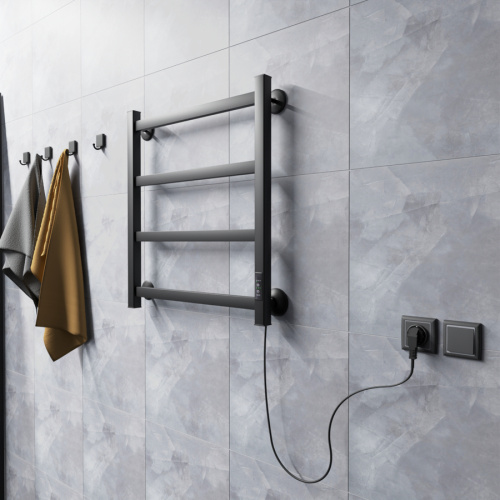 Полотенцесушитель Маргроид Вид 81-10 профильный 8110p-6050-1081-9005R 56х60 электрический черный матовый - фото 4