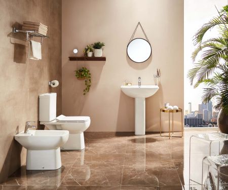 Унитаз напольный с бачком Creo Сeramique TOURS COMBO-TO1003 белый с сиденьем с микролифт душевой смыв