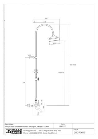 Душевая стойка Fiore Margot 26CR0615 настенная цвет хром