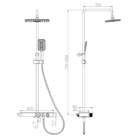 Душевая стойка Melana Male F610501B MALE настенная цвет черный
