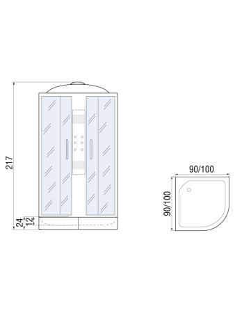 Душевая кабина River TEMZA 10000001290 90х90 четверть круга с крышей ориентация универсальная