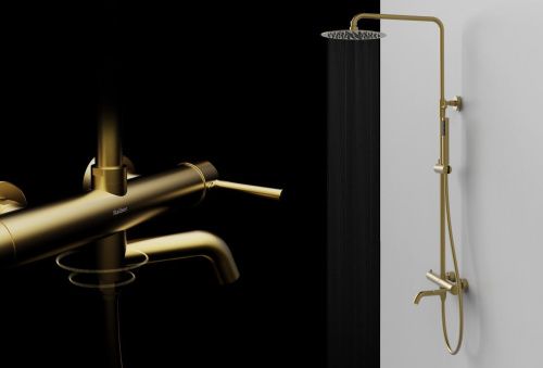 Душевая стойка Raiber RPG-006 настенная цвет золото - фото 4