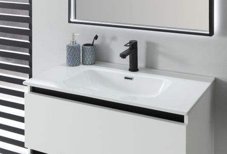 Раковина керамическая Aquanet Flat 00254364 80х50 полувстраиваемая цвет белый 1 отверстие под смеситель