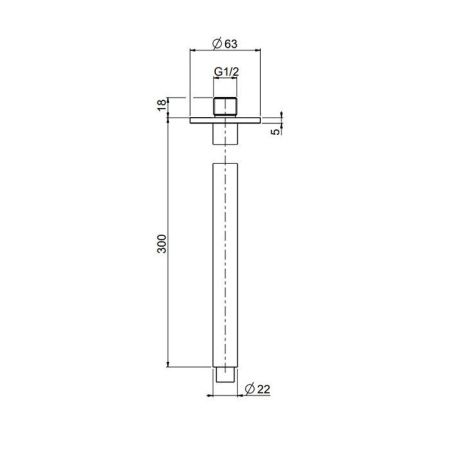 Держатель верхнего душа QuadroDesign BD002AS_300MM нержавеющая сталь