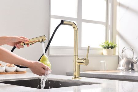 Смеситель для кухни Paulmark NEO Ne214419-G на мойку золото