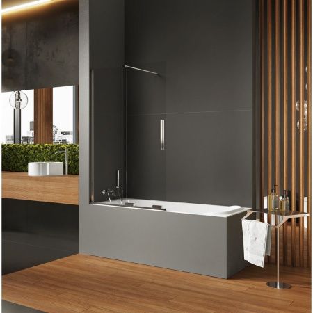 Душевая шторка на ванну New Trendy SMART EXK-4095 90х150 стекло прозрачное профиль хром ориентация универсальная