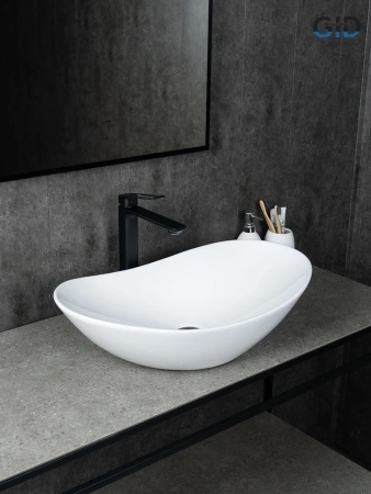 Раковина керамическая Gid Lago 51175 60х40 накладная цвет белый без отверстий под смеситель