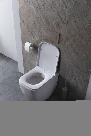 Унитаз приставной Allen Brau Infinity 4.21003.20 белый с сиденьем микролифт безободковый каскадный смыв