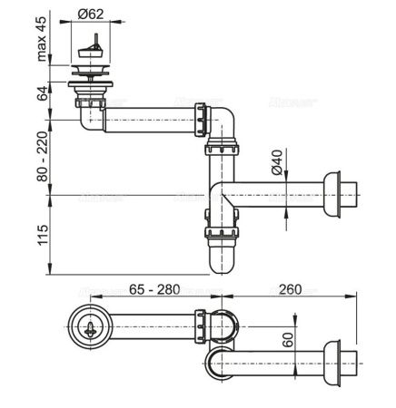 Сифон для раковины Alcadrain A413 белый