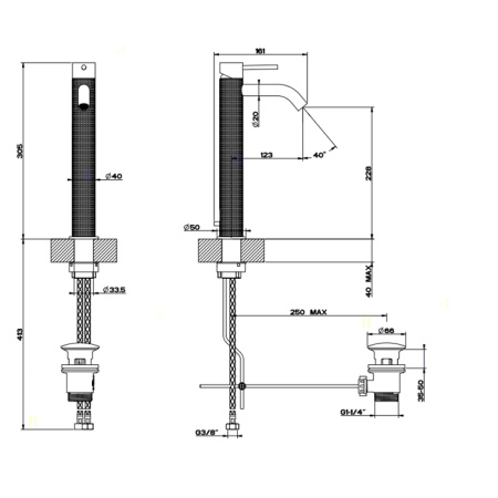 Смеситель Gessi Gessi316 54404#239 на раковину нержавеющая сталь