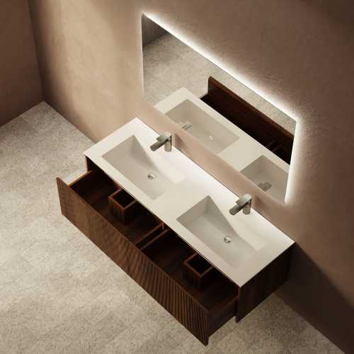 Тумба с раковиной ArtDecco Camilla (Камилла) ACM14W22D100 140x45x40 подвесная цвет черный орех - фото 3