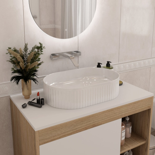Раковина из сантехнического фарфора Teymi Martta T52101 50х32 накладная цвет белый - фото 5