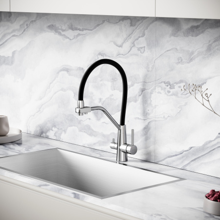 Смеситель для кухни Sancos Nolia SC12003SS на мойку нержавеющая сталь/черный