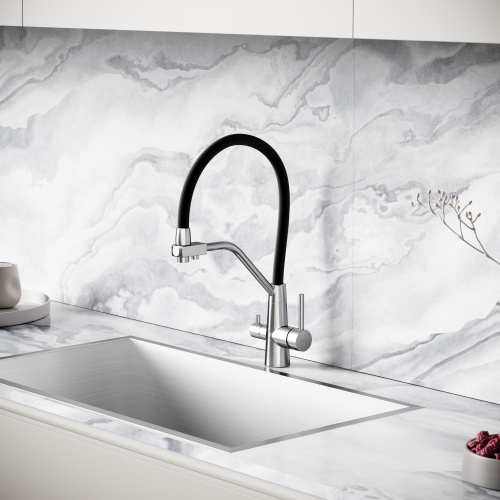 Смеситель для кухни Sancos Nolia SC12003SS на мойку нержавеющая сталь/черный - фото 5