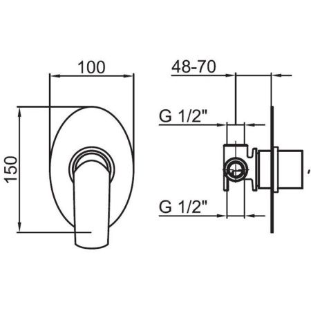 Смеситель для ванны и душа Webert Aria AI880101560 настенный черный