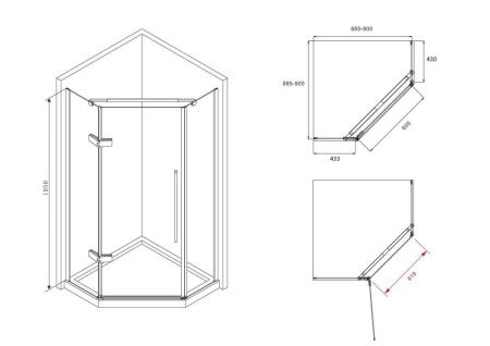 Душевой уголок Abber Ewiges Wasser AG05090 90х90 стекло прозрачное профиль хром без поддона