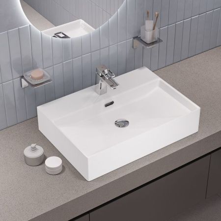 Раковина из сантехнического фарфора Iddis Bild BILWS60i27 60х40 полувстраиваемая цвет белый 1 отверстие под смеситель