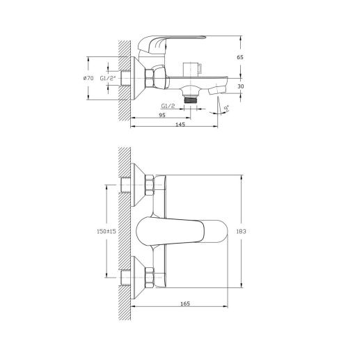 Смеситель для ванны Rush Fiji FI1835-44 настенный хром - фото 2