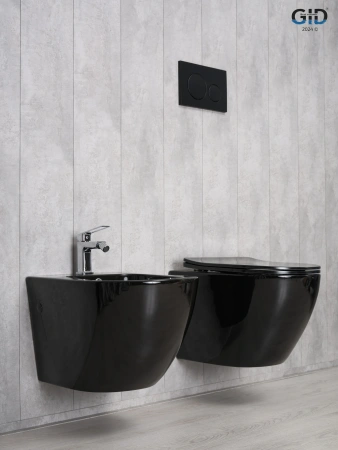 Унитаз подвесной Gid Convexo 62204Y черный глянцевый с сиденьем микролифт безободковый смыв торнадо