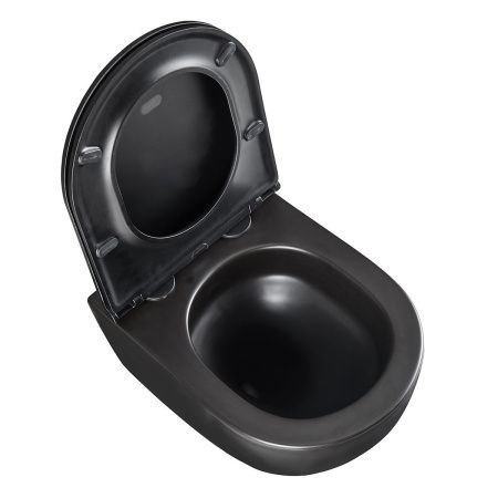 Унитаз подвесной LeMark Glazer 9612004 черный с сиденьем микролифт безободковый смыв торнадо