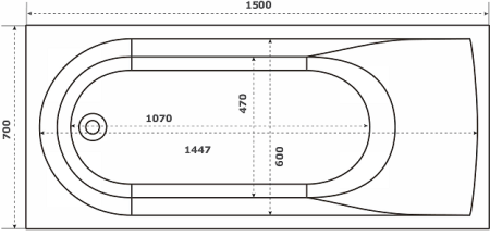 Ванна из литьевго мрамора Bas Афина ВА00025 150х70 пристенная прямоугольная с каркасом