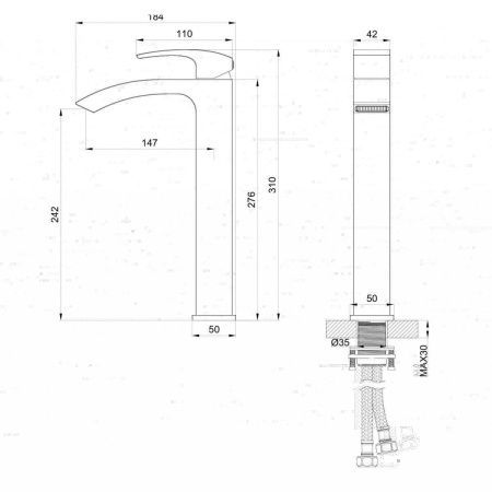 Смеситель для раковины Wonzon & Woghand Fit WW-88239009-BGM на столешницу серый