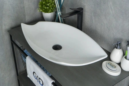 Раковина керамическая Gid Creativo 51171 70х40 накладная цвет белый без отверстий под смеситель