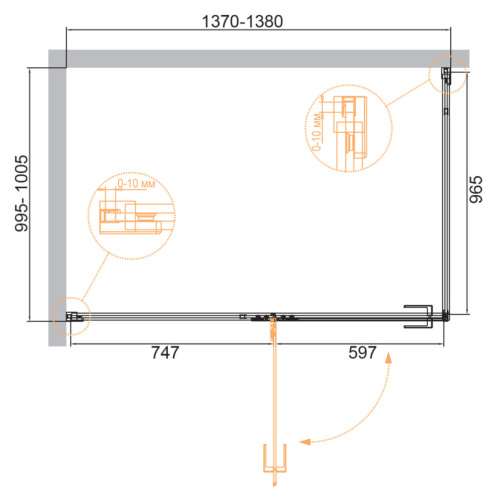 Душевой уголок Cezares BELLAGIO BELLAGIO-AH-1-140/100-C-NERO 140х100 стекло прозрачное профиль черный без поддона - фото 2
