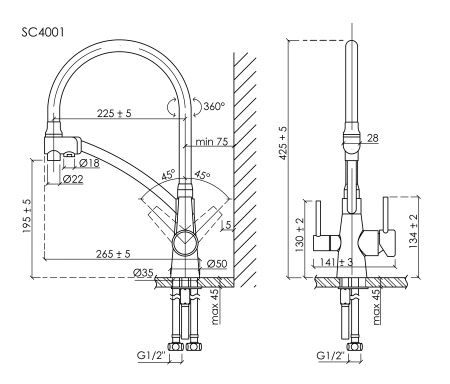 Смеситель для кухни Sancos Eri SC4001BN на мойку никель