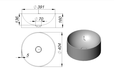 Раковина из искусственного камня Holbi VEGA 1.02.022.11.3 40х40 накладная цвет коричневый
