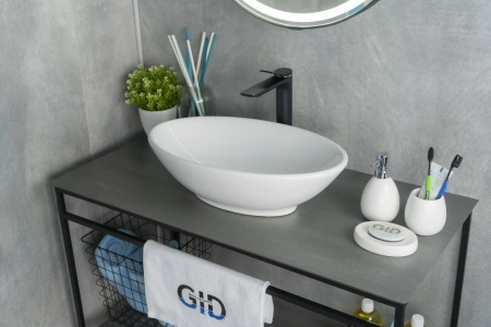 Раковина керамическая Gid Lago 51109 50х30 накладная цвет белый без отверстий под смеситель