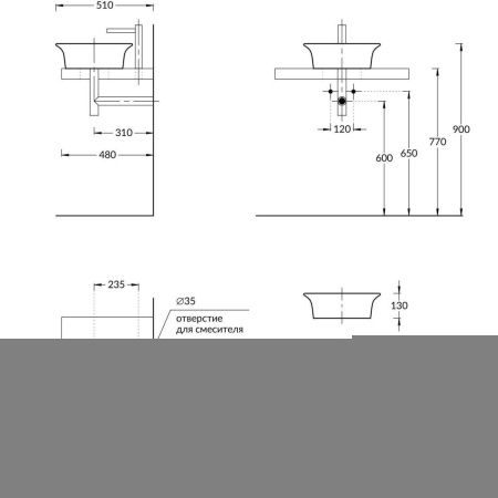 Раковина керамическая Kerama Marazzi CANALETTO CN.wb.40 40х40 накладная цвет белый без отверстий под смеситель